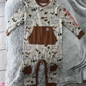 Carhartt Kids' Woodland Adventure Footie in Cream and Brown